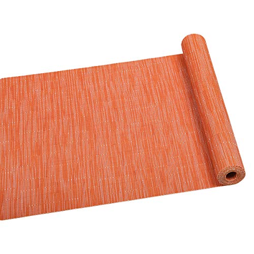 SHACOS Woven Vinyl Table Runner Indoor Outdoor 12x71 inch Kitchen Dining Table Runners Wipe Clean Washable PVC Table Runner, Orange - color: Orange, size: Table Runner 12 x 71 inch