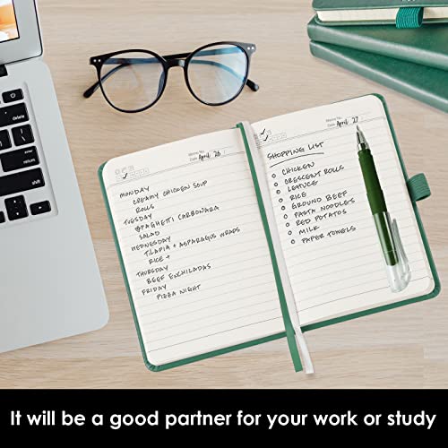 NIRMIRO 3 Pack Pocket Notebook Journals, Mini Small Leather Lined Journal Notebooks for Note Taking, Small Notepad with Pen Holder, Dark Green - color: 3 Dark_Green, size: A6