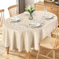 Smiry Oval Waterproof Heavy Duty Vinyl Tablecloths, 52 x 70 Inch - color: Beige, size: 70" x 52" (Oval)