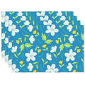 Yellow and White Flowers Placemats Set of 4 12x18 Inch - color: Light Blue, size: Set of 4