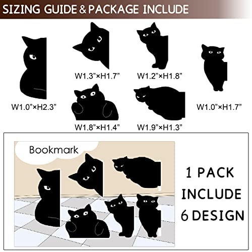 yasest Magnetic Bookmarks - 6 Pieces Assorted Cute Book Markers Clip Set for Women Teachers Students Book Lovers Reading, for School Office Home Supplies, Kawaii Cat Magnet Page Markers - style: A