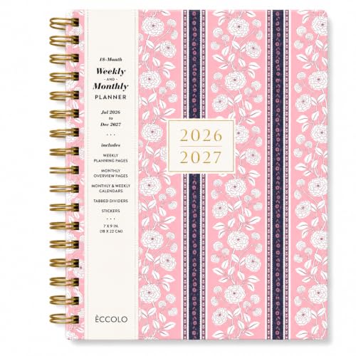 WORLD TRAVELER Academic Planner School Organizer Jul 2026-Dec 2027, 7"x9" - color: Pink Stripe