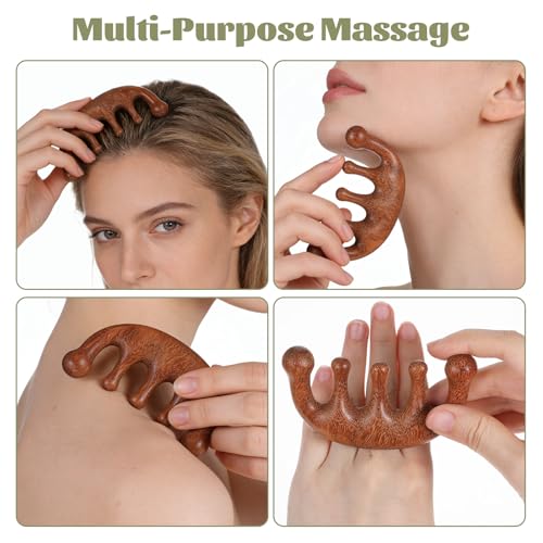 Sandalwood Massage Comb with Gift Bag Wide Tooth Wood Scalp Massager Wooden Scalp Massager Comb for Hair Care