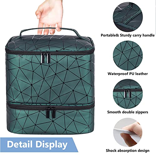 Nail Polish Organizer Holds 30 Bottles (15ml) and 1 Nail Light Nail Polish Carrying Case with Storage Pockets for Manicure Tools Double Layer Nail Storage Travel Bag with Handle (A-Green) - color: A-Green