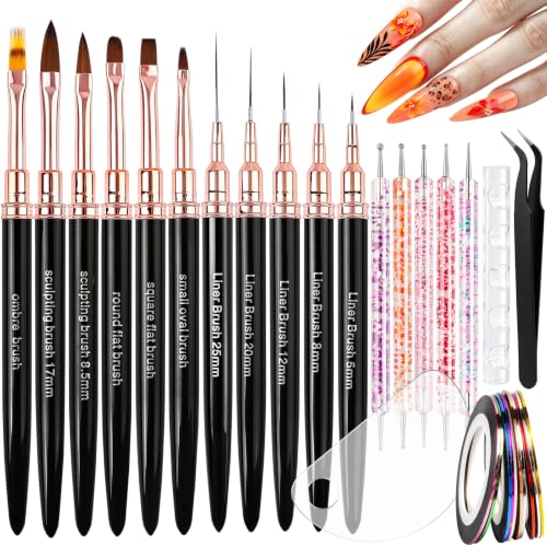 Teenitor Nail Striping Tape Lines Kit Nail Liner Brushes Nail Art Tools