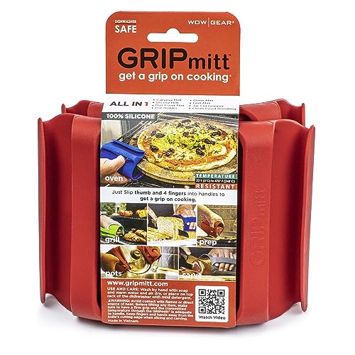 Silicone BBQ & Kitchen Mitt 2-Pack Set (Medium/Large, red) - color: Red, size: Medium/Large