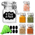 ComSaf Square Small Glass Spice Jars with Airtight Lids 4 oz 6 Pack Pantry - size: 4 fl oz x 6
