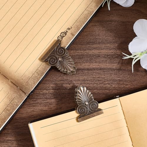 CRASPIRE 2Pcs Tree Metal Book Binder Clips Travelers Clip Journal Vintage Antique Bronze Decorative with Bag Organizer Files Notebook Paper Page Holder Reusable for TN Travelers Art Reading Accessory - style: 2Pcs Tree