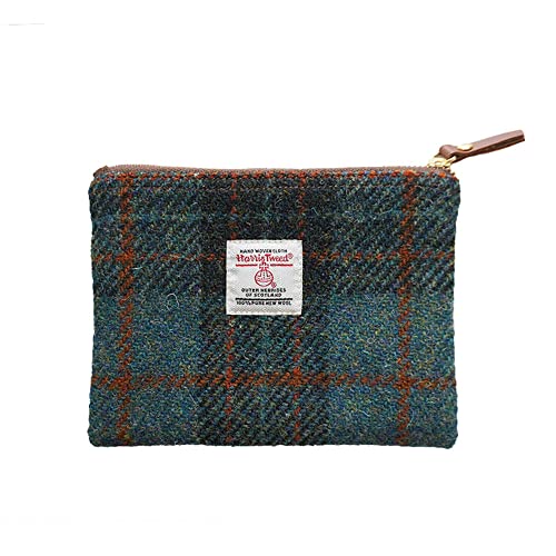 Harris Tweed Coin Purse Handmade Lipstick Bag Vintage British Portable Credit Card ID Wallet with YKK Zipper for Women men (Navy Blue, Medium) - color: Navy Blue, size: Medium