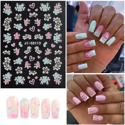 5D Flower Nail Stickers for Nail Art Nail Decals for Women - color: Colorful-06