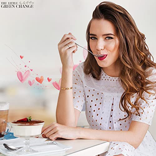 6 Pcs Heart Shaped Spoons for Ice Cream and Desserts, 5.6", Silver - color: 6 Pcs Silver Heart Shaped Spoons Set