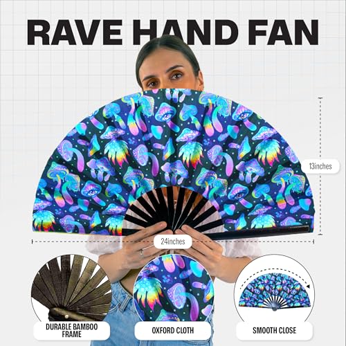 SoJourner Folding Rave Fan, Magic Mushroom - color: Magic Mushroom