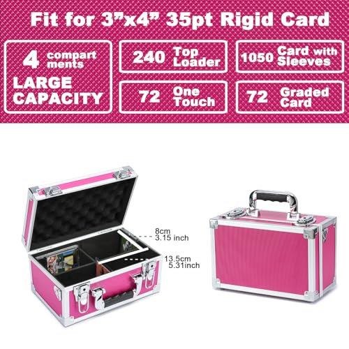 Collectable Trading Card Cases, Toploaders Storage Box, Magnetic Card Storage Hard Cabinet, Graded Card Storage Case, Sports & Trading Collector Storage Box (Pink) - color: Pink, size: Small