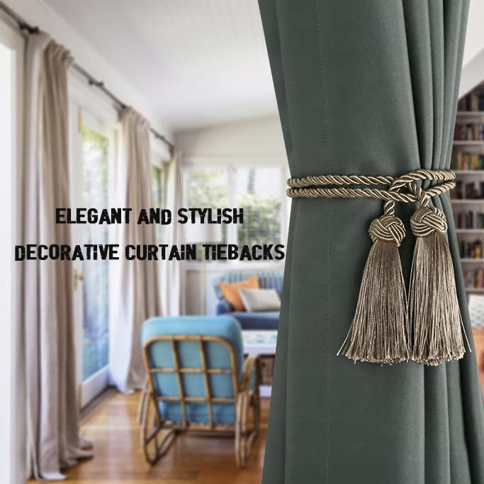 BEL AVENIR 2 Pack Handmade Rope Tassel Curtain Tiebacks - color: Flaxen, size: 2 Pack