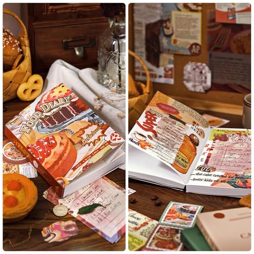Scrapbooking Supplies Kit, Vintage Junk Journal Supplies,Cute Scrapbook Kit - color: Food Diary