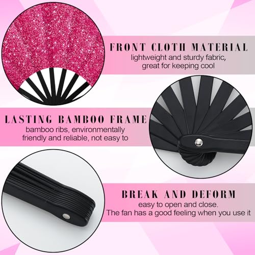 Maitys 2 Pack Foldable Fans for Rave Dancing,Bright Color,Flash Pattern - color: Bright Color, style: Flash Pattern