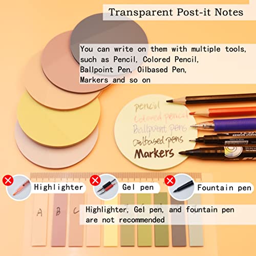 YOUDEFUL 800Pcs Transparent Sticky Note, 2.76x2.76 Clear Round Sticky Note - size: Round Morandi