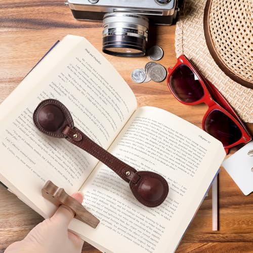 Leather Weighted Bookmarks Page Holder for Women Men, Thumb Book Page Holder for Reading, Book Accessories Gift for Book Lovers (Umber) - color: Bph03+bph07-umber