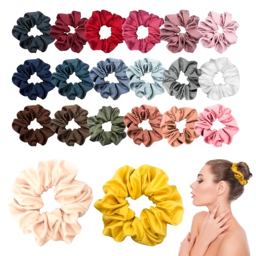 Simnice 20 Colors Satin Large Scrunchies for Women Soft Silk Hair Scrunchie - color: 20 Colors-L