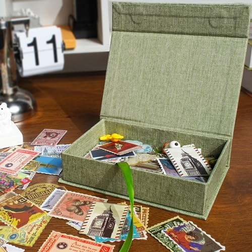 Photo Storage Box 4x6, Linen Photo Box - Grassgreen - color: Grassgreen, size: 4"x6"