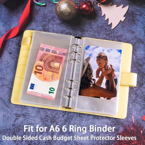 A6 Budget Binder Sleeves 80 Pack, 6-Hole Clear Binder Inserts, Double-Sided Budget Sheet Protectors for Cash Envelope System, Money Organizer for Budgeting, Receipts, Coupons & Saving Challenges - color: A6-Pockets Sleeves-80