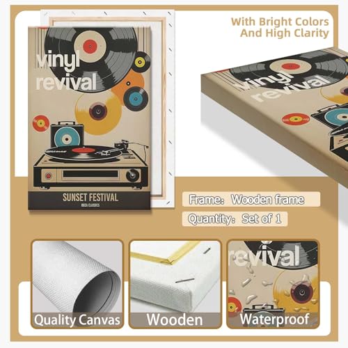 Vintage Japanese Records Poster Retro Music Records Canvas Wall Art Modern Mid Century Vinyl Lover Aesthetic Prints Painting For Home Bedroom Dorm Living Room Wall Decor 12x16in Framed - color: Multi 04 WFramed, size: 12"L x 16"W