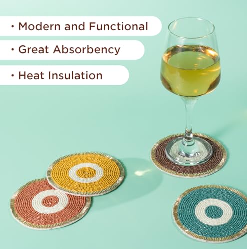 Folkulture Fall Coasters Set of 4 for Drink Non Slip, Easy to Clean - 4 Inch - color: Round Evil Eye Enchanment