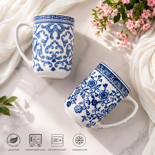 AmorArc Tea Cup With Infuser and Lid, 18oz Loose Leaf Tea Mug With Steeper - color: Classical Pattern