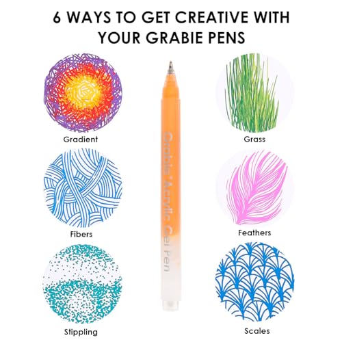 Grabie Acrylic Gel Pens Coloring Kit with Book, Pack of 60 Multicolors - color: Multicolor