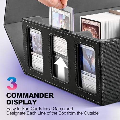 UAONO 3-Row 2400+ Trading Card Storage Box with Commander Display - color: Black&Gray, size: 3-row