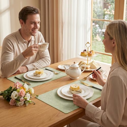 Romanstile Faux Leather Vinyl Placemats Set of 6, Grass Green - color: Grass Green