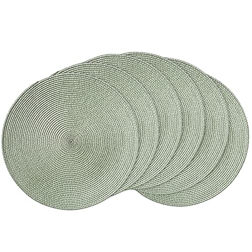 AHHFSMEI Round Placemats Set of 6 Heat Resistant Washable Non-Slip Woven Braided Table Mats for Dining Table Kitchen & Home Decor (Sage Green) - color: Sage Green, size: Set of 6