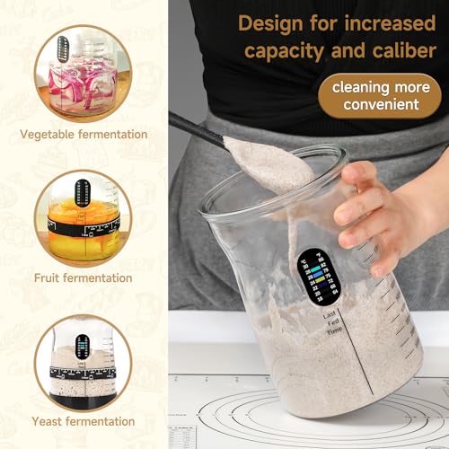 50 oz Large Sourdough Starter Jar Glass - Wide Mouth Sourdough Starter Kit with Lid for Beginners with Spatula, Feeding Instructions & Recipes (2 Pack) - size: Big- 2 Jar