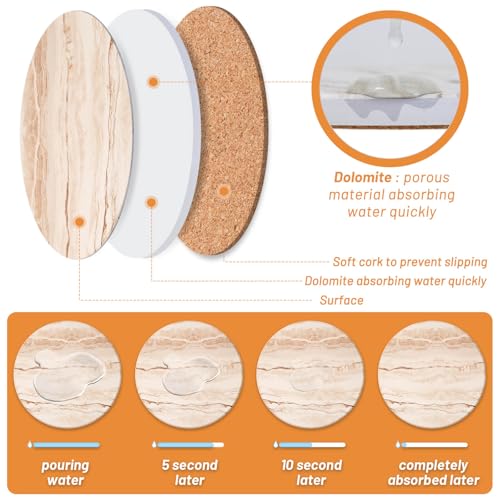 Acejoz Drink Coasters Set of 6, Absorbent Coaster for Coffee Table Decor, Marble Style Ceramic Coaster for Home Decor, 4 Inches - color: Beige Marble