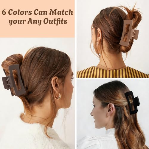 12pack Claw Clips and Satin Scrunchies Set,6 Soft Satin Silk Scrunchies & 6 Matte Hair Clips Cute Hair Accessories for Girls Women Daily Wear Neutral Color - color: Style 1