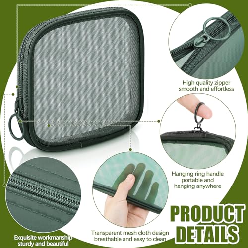 Weewooday 4Pcs Mesh Makeup Bag, Olive Green, Small, Classic - color: Olive Green, size: Small, style: Classic