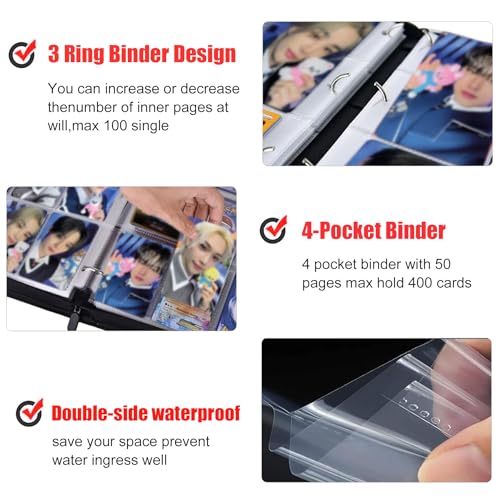 400 Pockets Kpop Photocard Binder,Portable Waterproof PU Storage Album,RL54 - color: Kpop02-400