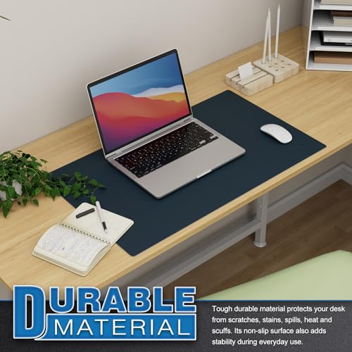 K KNODEL Small Office Desk Mat, Leather Mouse Pad (23.6"x13.8", Dark Blue) - color: Dark Blue, size: 23.6" x 13.8"