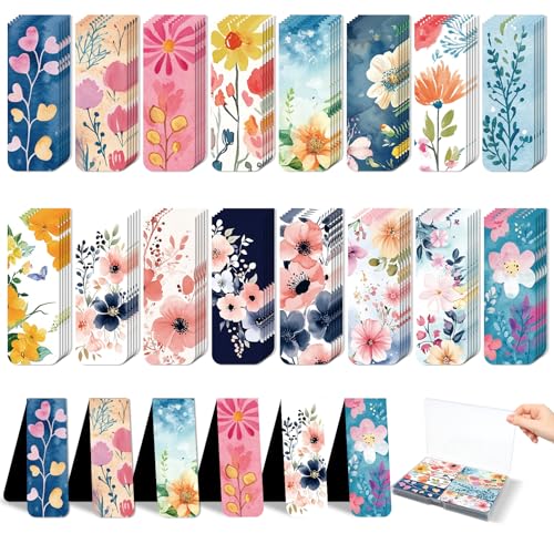 48 Pieces Magnetic Bookmarks Magnet Page Markers - Book Marks for Reading Women & Men with Storage Boxes - Cute Magnet Bookmark Clips for Reading Pleasure（Flowers） - size: 48, style: Flowers Style