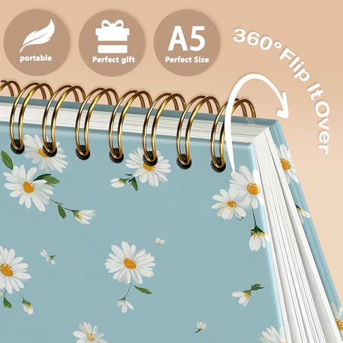 Enkvke Daisy Flower Spiral Notebook Journal A5 - color: Flower-Daisy-A5