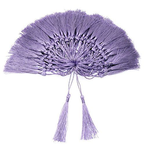 VAPKER 100 Pieces Purple Silky Handmade Soft Tassels 13cm/5-Inch With 2-Inch Cord Loop for Jewelry Making, DIY Projects, Bookmarks - color: F:purple