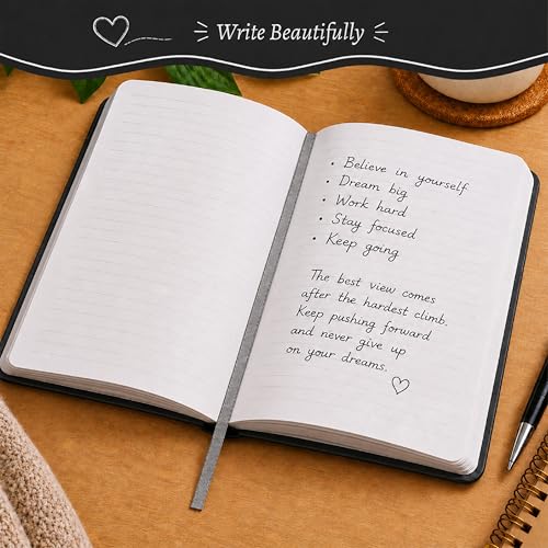 Eccolo Cool Jazz Hardbound Writing Journal, 192-Page Lined Paper, Lay-Flat - color: Black, size: Medium - (6-x-8.5 Inches)