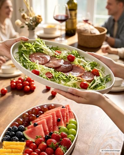 famiware Large Serving Platters Set of 3 Sizes - Oval, Matte White - color: Matte White