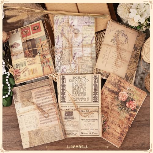 180 Sheets Vintage Scrapbook Paper, Journaling Scrapbooking Supplies Kit, 6 Themes x 30 Decorative Craft Paper，for Junk Journal Supplies，DIY Collage，Card Making Supplies，Collage Background 5.5x7.9In - color: F