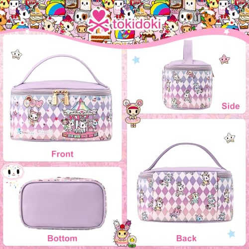tokidoki Makeup Bag, PU Leather Cosmetic Organizer with Handle - color: Candy Carnival-A, size: A(9.4*5.1*5.5 inch)