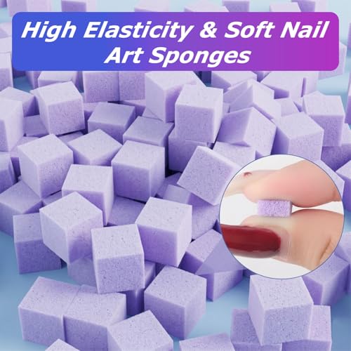 Soft Nail Sponges（150PCS）, Reusable Nail sponges,Nail DIY sponges, Nail Art sponges, 1PCS Grabbing Pen and Nail Brush Professional Accessories Manicure Salon Supplies (Purple) - color: Purple