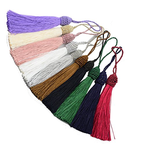 20pcs 6 Inch Silky Tassels with Chinese Knot for DIY Crafts(Mixed 10) - color: Mixed10
