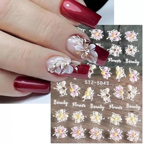 Lace Nail Stickers for Nail Art Flower Nail Decals for Women - color: Colorful-21