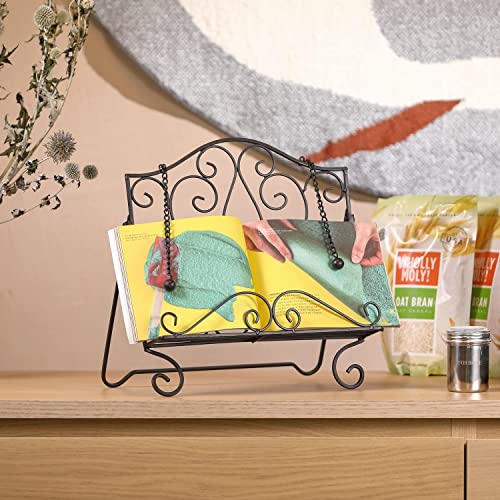 Metal Cookbook Holder Recipe Book Stand for Kitchen, Vintage Scrollwork - style: Scrollwork