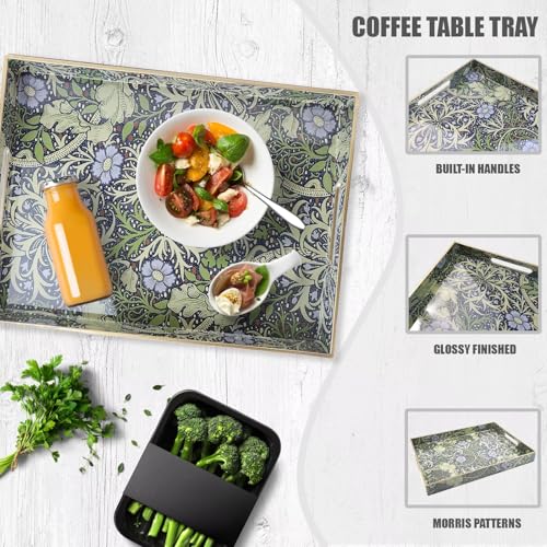Spsyrine Plastic Serving Tray with Handles for Coffee Table, Seaweed - color: Multi H
